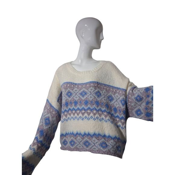 Francesca Lola Fairisle Womens size XL Oversized Cozy Fisherman Pullover Sweater - Picture 3 of 13